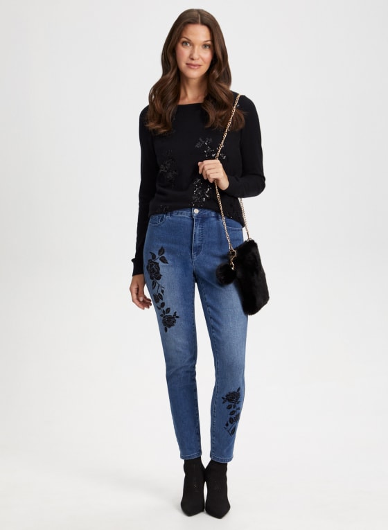 Floral Sequin Detail Top