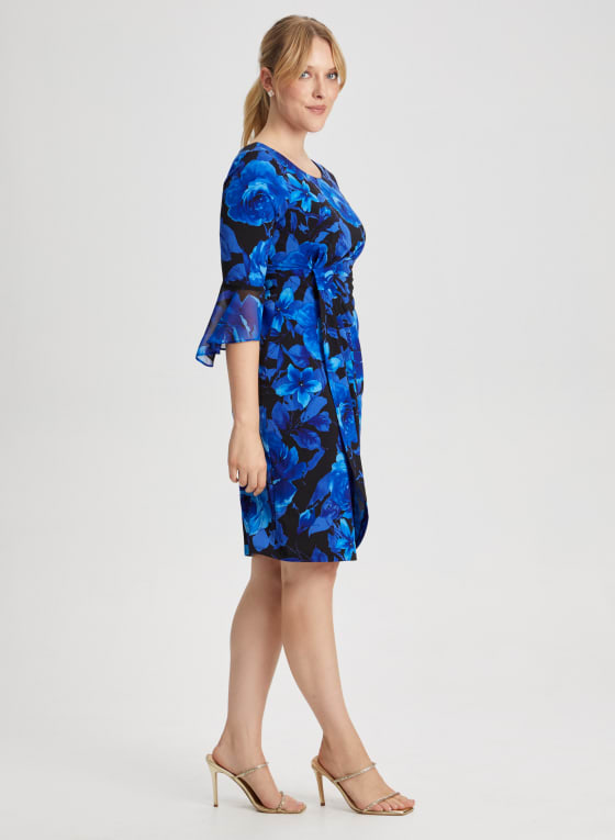 Flounce Sleeve Floral Dress