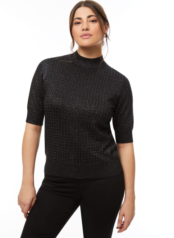 Rhinestone Mock Neck Sweater