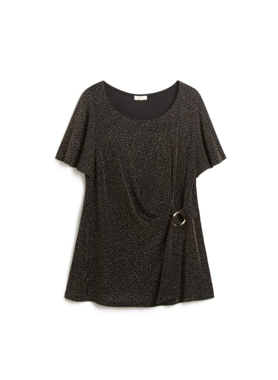 Short Sleeve Buckle Detail Top