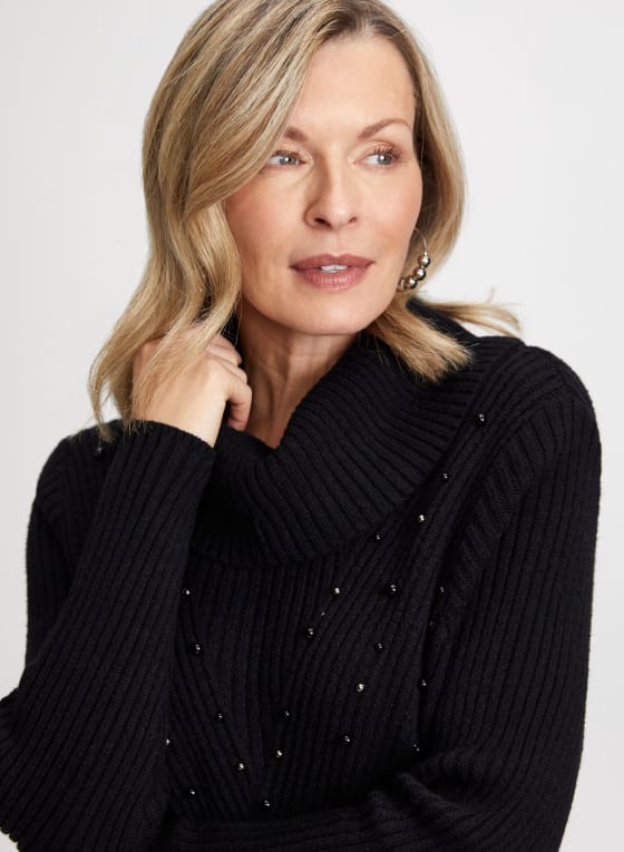 Cowl Neck Stud Detail Sweater