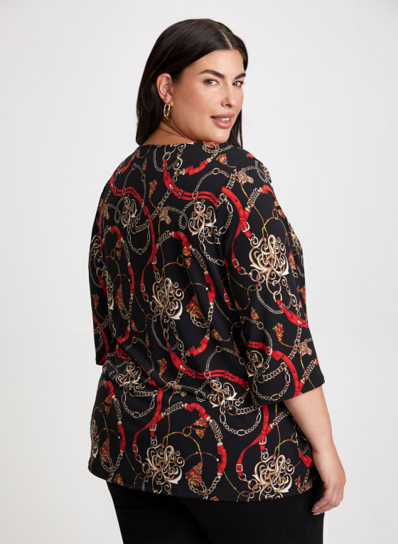 Mixed Print Dolman Sleeve Top