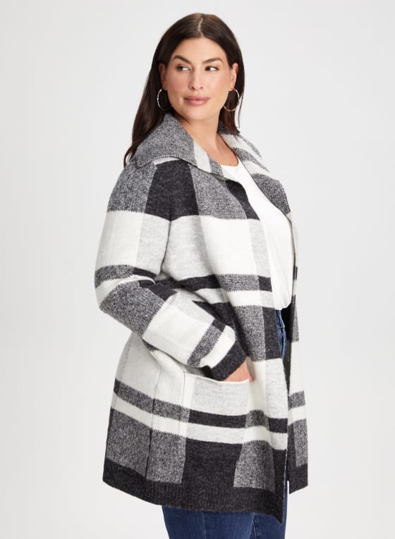 Plaid Motif Coatigan