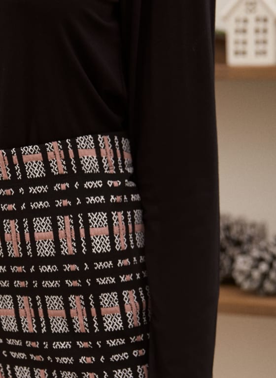 Plaid Knit Pencil Skirt