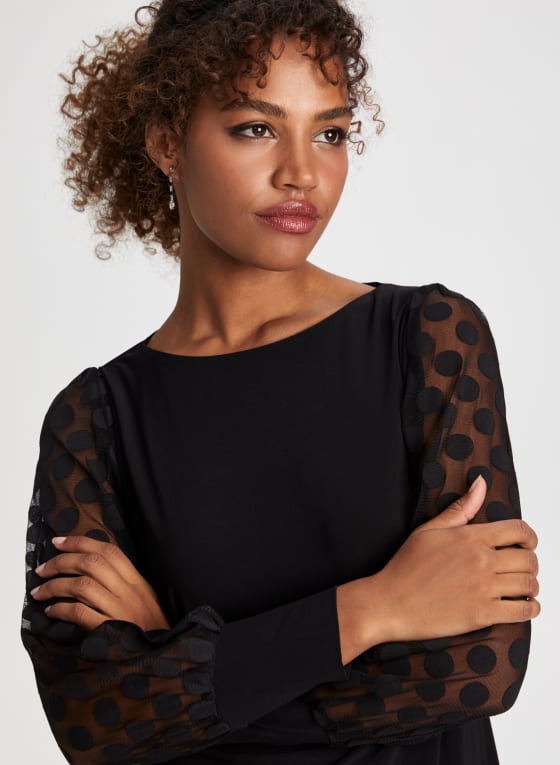 Sheer Polka Dot Sleeve Dress