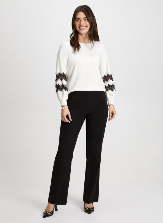 Lace Trim Long Sleeve Top