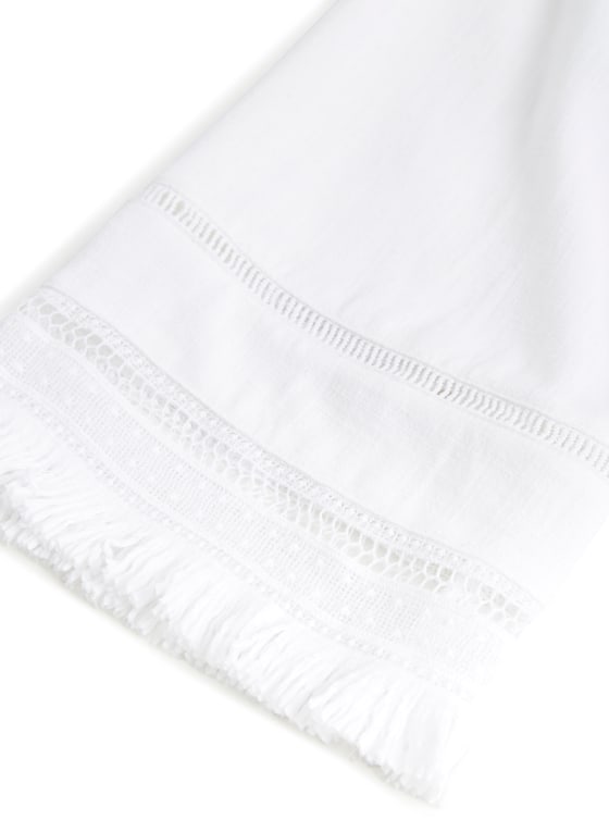 Crochet Trim Frayed Sleeve Blouse