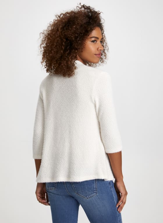 Cascading Open Front Bouclé Cardigan