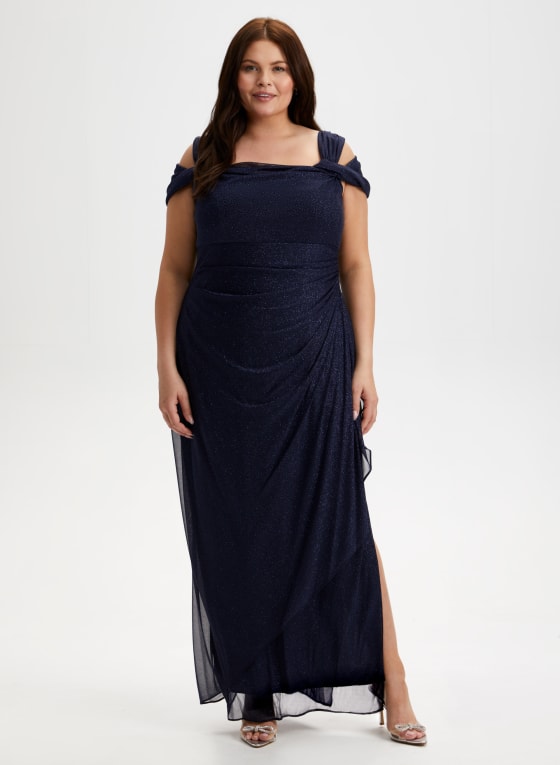Shimmer Detail Long Slit Dress