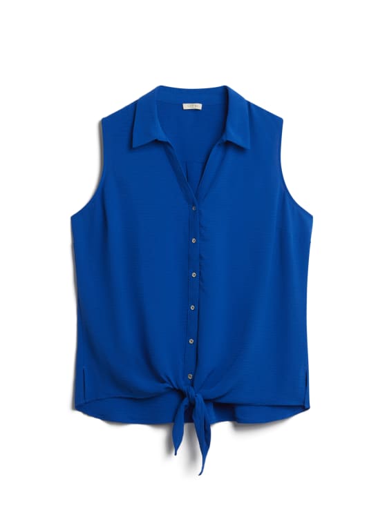 Tie Front Sleeveless Blouse
