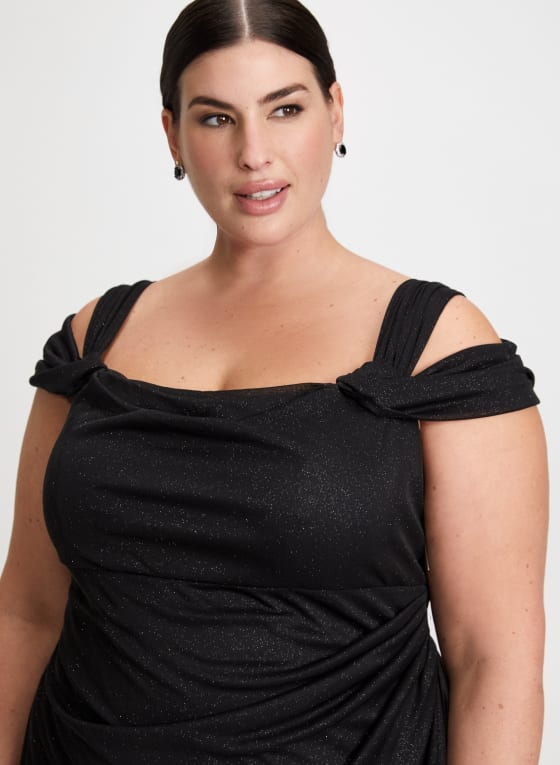 Drape Neck Cold Shoulder Dress