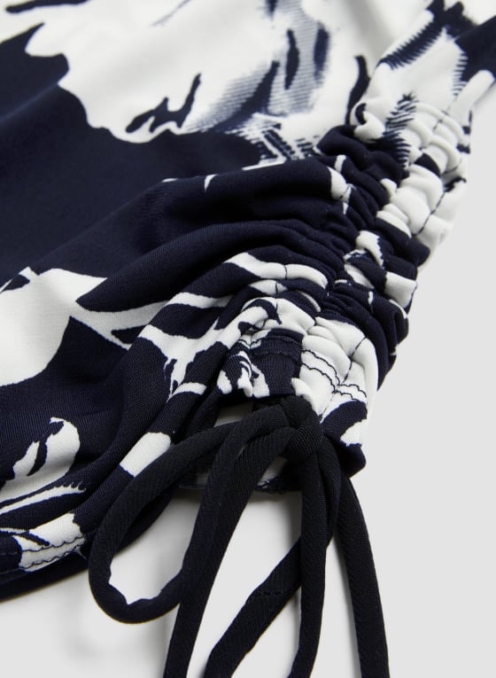 Drawstring Detail Floral Print Top