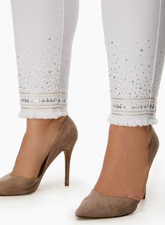 Pull-On Slim Leg Embellished Jeans