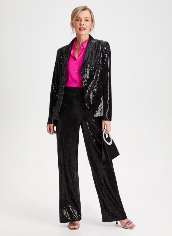 Sequin Detail Wide Leg Pants