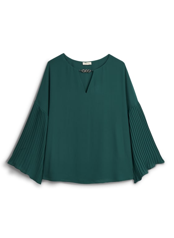 Pleat Detail Bell Sleeve Blouse