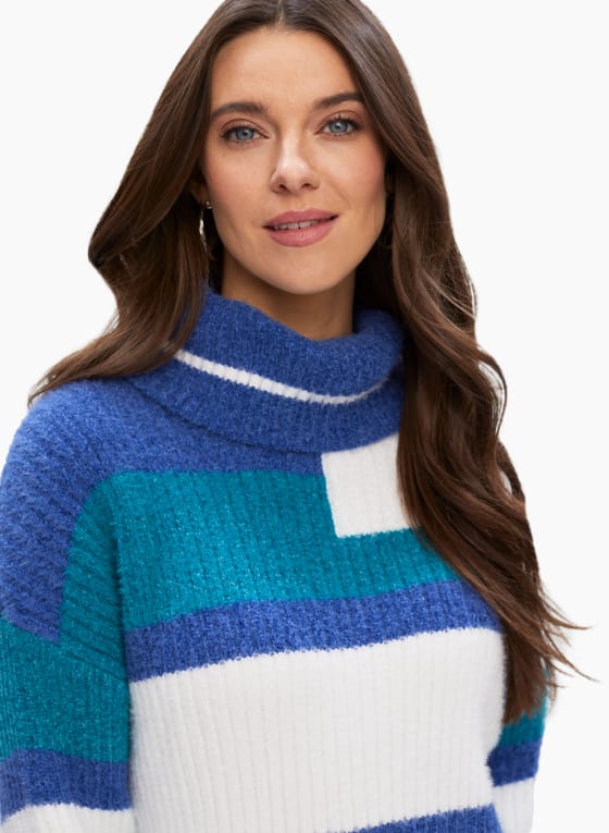 Colour Block Turtleneck Sweater