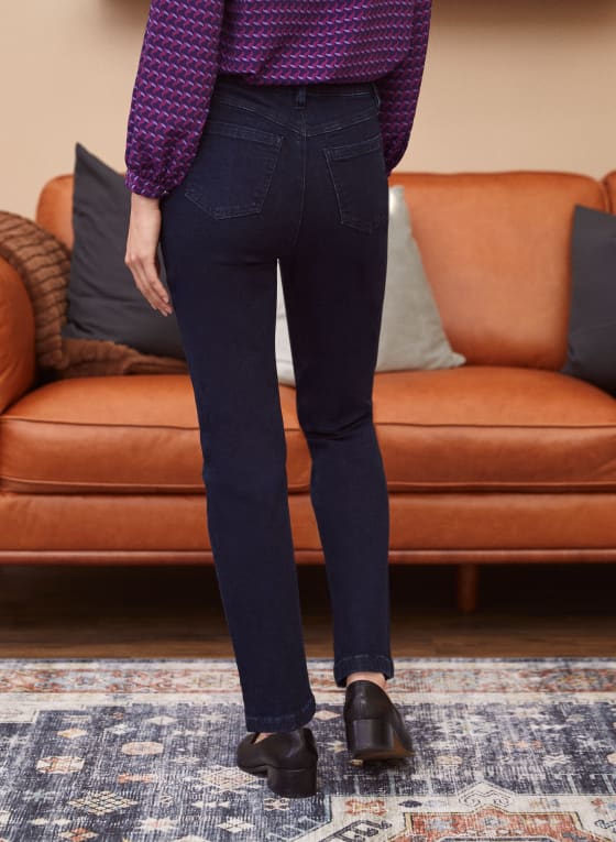 Rhinestone Detail Straight Leg Jeans