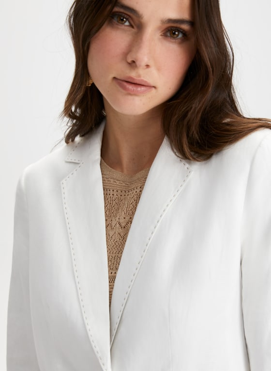 Linen Button Front Blazer