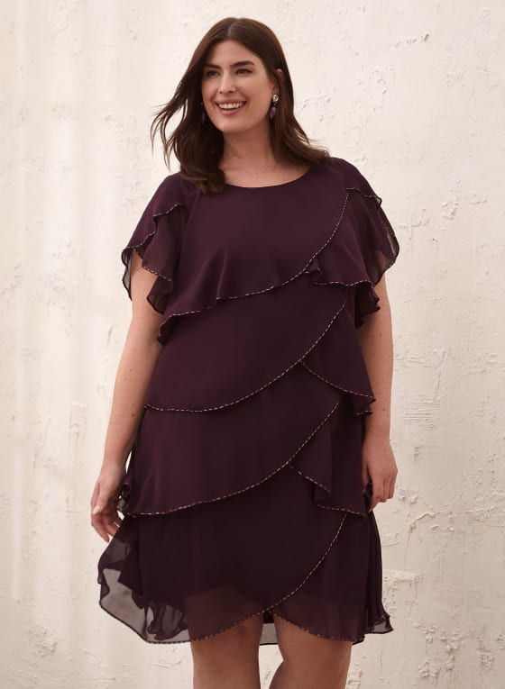 Tiered Embellished Ruffle Dress