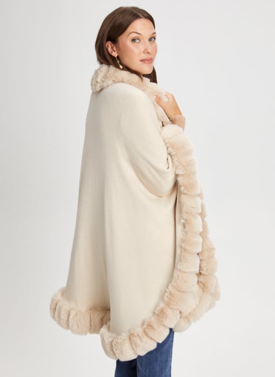 Faux Fur Trim Poncho