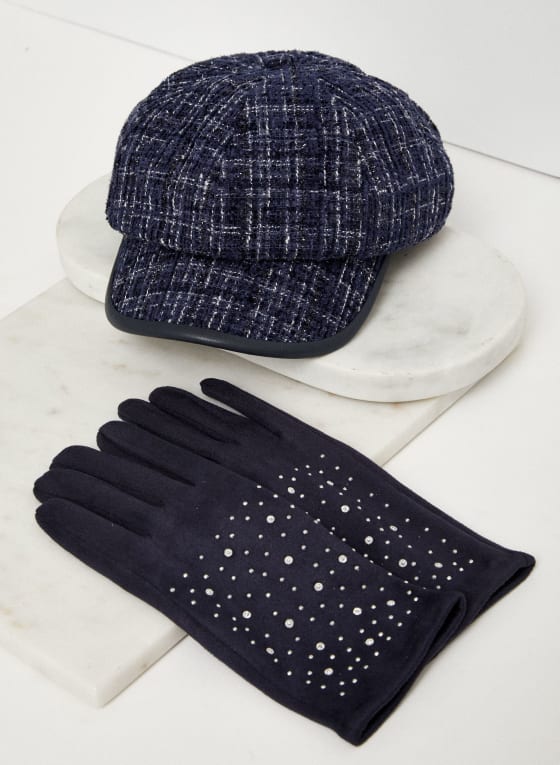 Rhinestone Detail Faux Suede Gloves