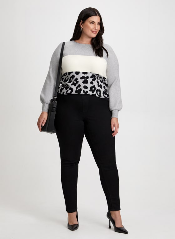 Colour Block Animal Print Sweater