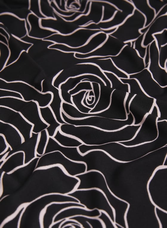 Ruffle Neck Rose Pattern Top