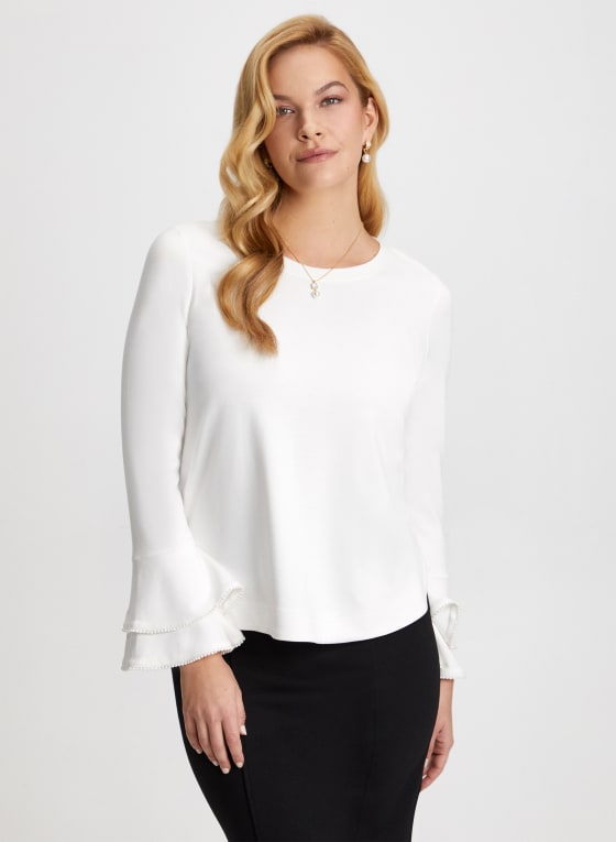 Pearl Embellished Tiered Sleeve Blouse - Laura