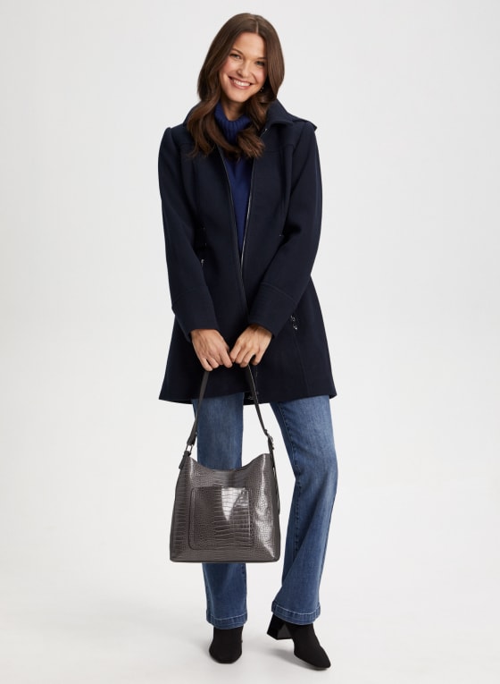 Tab Detail Wool Blend Coat