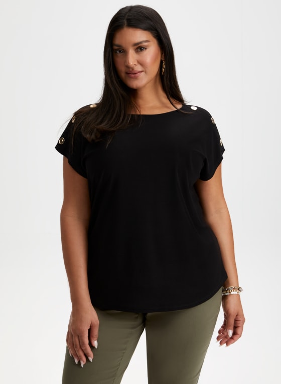 Button Detail Short Sleeve Top