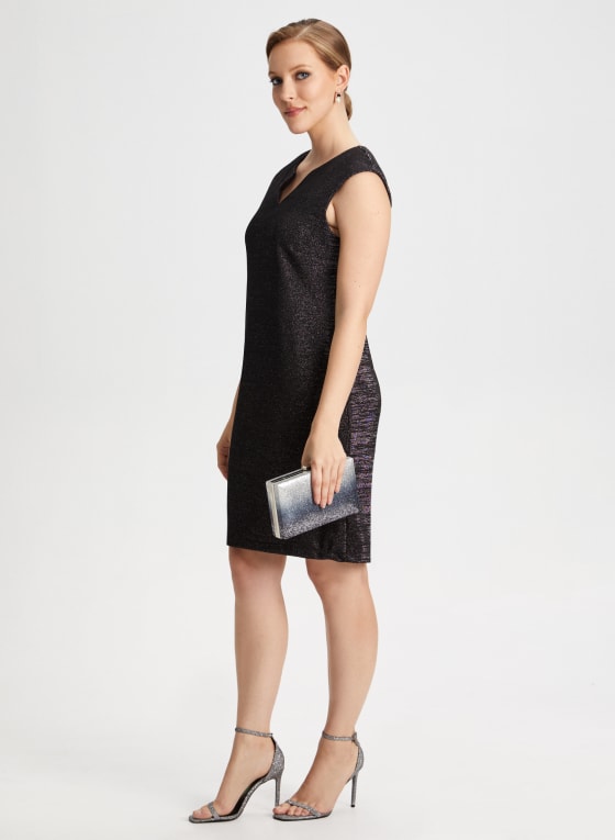 Split Neck Metallic Detail Dress