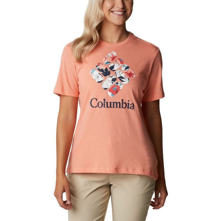 Columbia Women's Bluebird Day Crew Tee 880 - Coral Reef