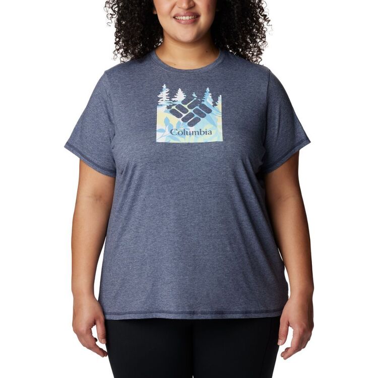 Columbia Women's Plus Size Sun Trek Tee Nocturnal / Swirl Graphic