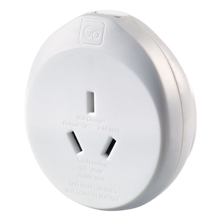Go Travel Adaptor AUS-USA + USB White
