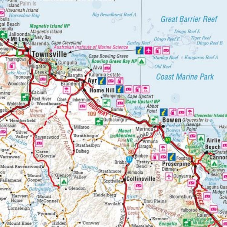 Hema Queensland State Map Multicoloured