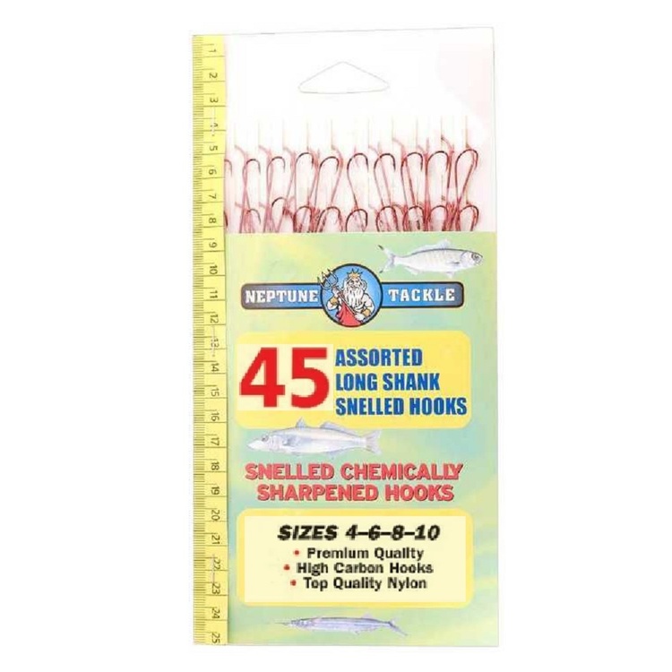 Neptune Tackle Long Shank Snelled Hooks 45 Pack