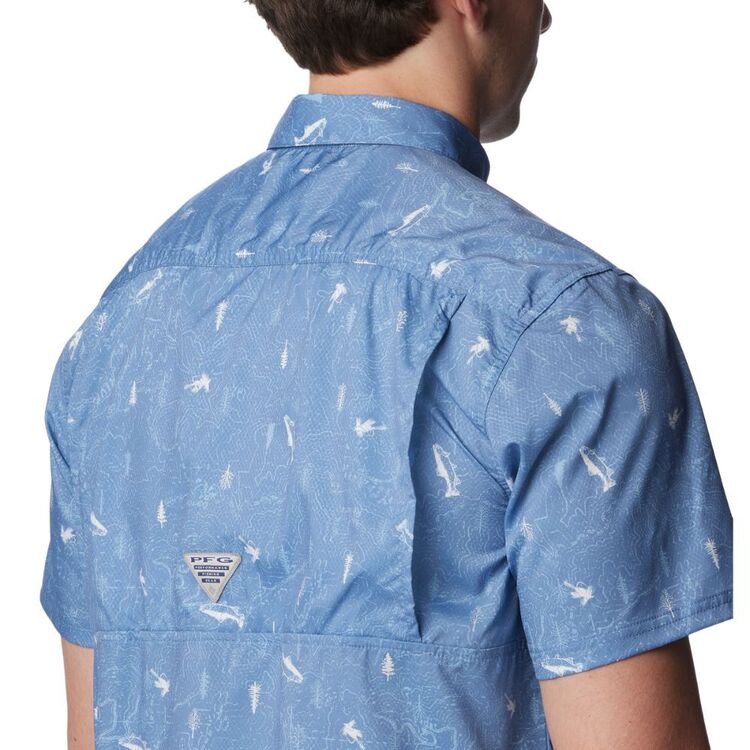 Columbia Men's Slack Tide Camp PFG Shirt Bluestone Trout