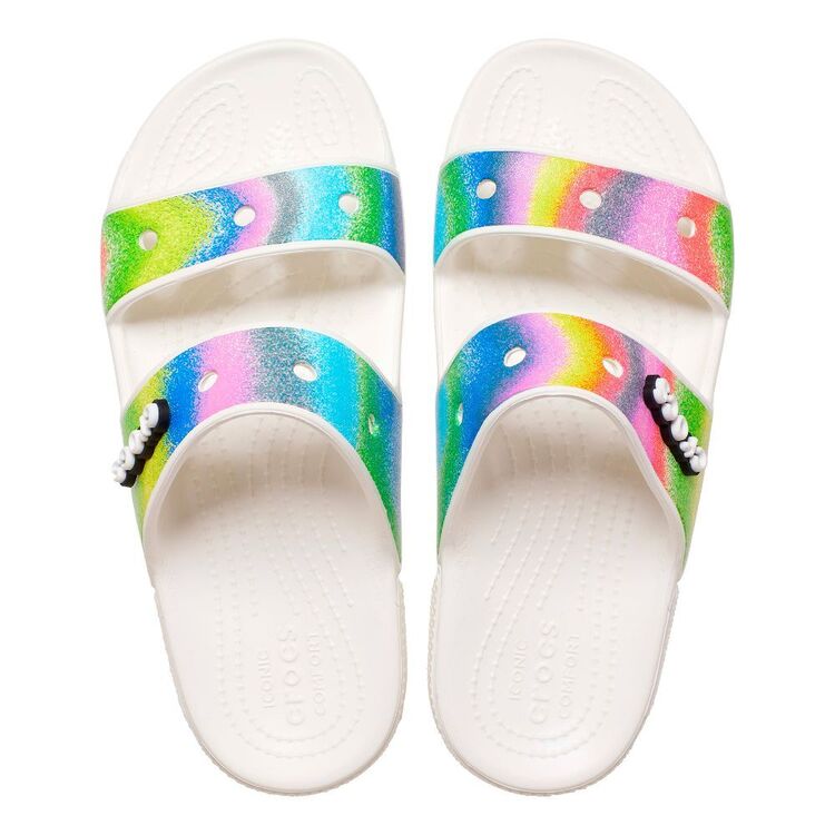 Crocs Unisex Classic Spray Dye Sandal White & Multicoloured M9 / W11