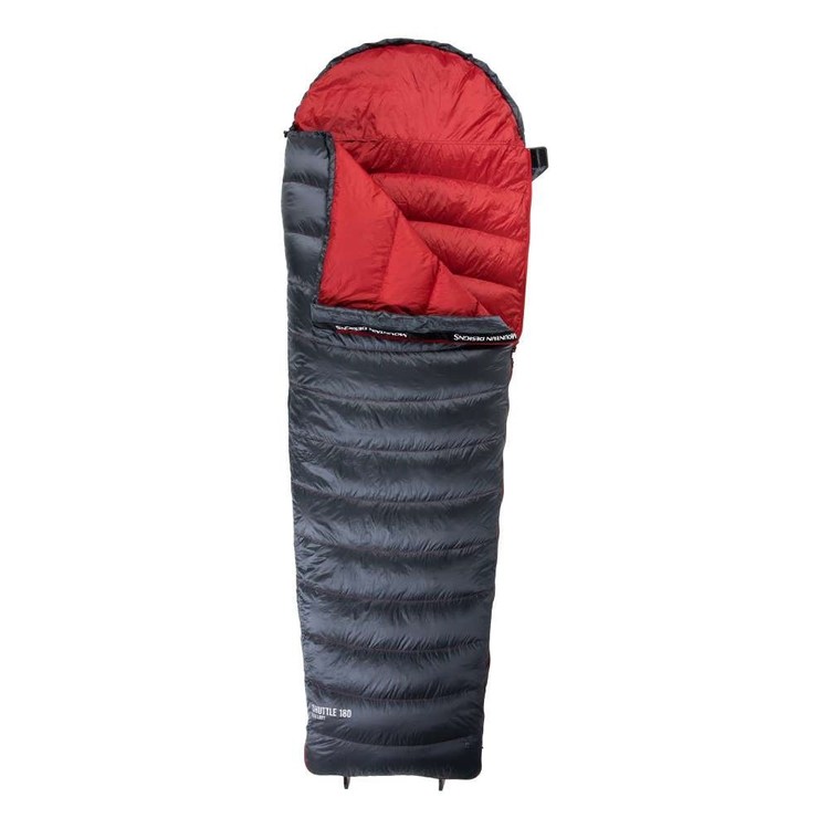 Mountain Designs 180 Shuttle Down 12° Sleeping Bag Black/Red LHZ Shark Grey