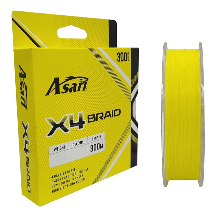 Asari 300M X4 Braided Fishing Line Yellow