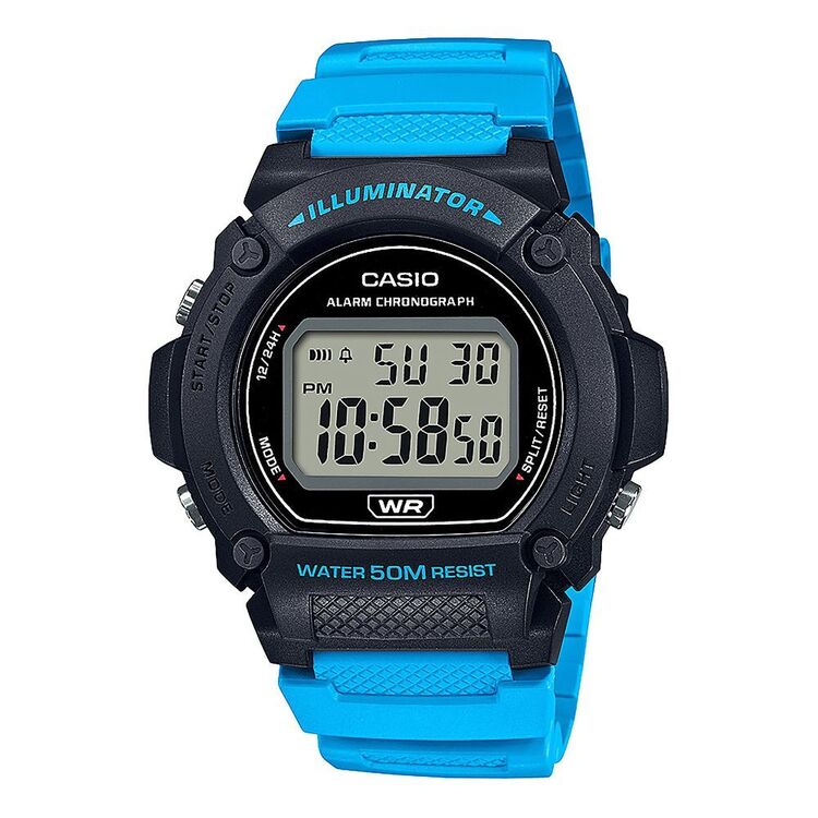 Casio Watch W219H 2A2 Black & Blue One Size Fits Most