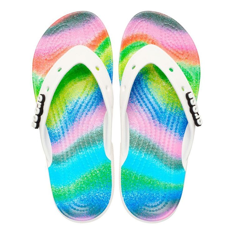Crocs Unisex Classic Spray Dye Flip Thong White & Multicoloured