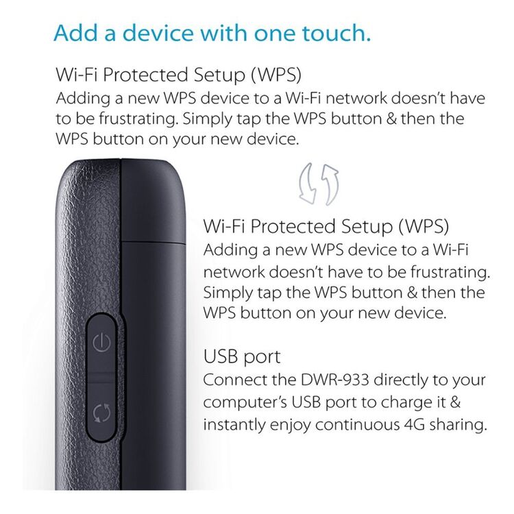 D-Link DWR-933 4G LTE Cat 6 Wi-Fi Hotspot Black