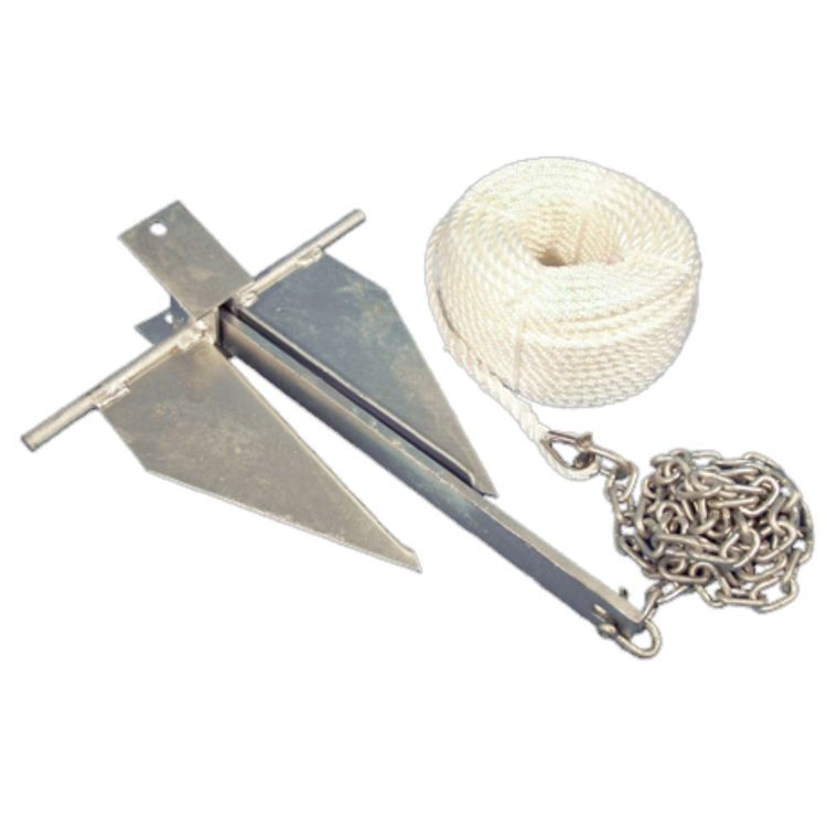 Waterline Sand Anchor Kit 6Lb Anchor, 8mm x 50m Rope, 2m x 6mm Chain