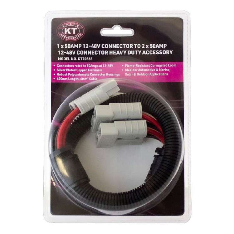 KT Cables 50A Plug To MC4 Plug And Socket 600mm Black