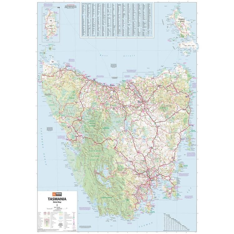 Hema Tasmania State Map Multicoloured