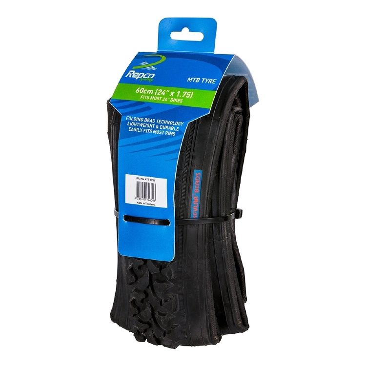 Repco 60 cm Mountain Bike Folding Tyre Black 24 x 1.75 in