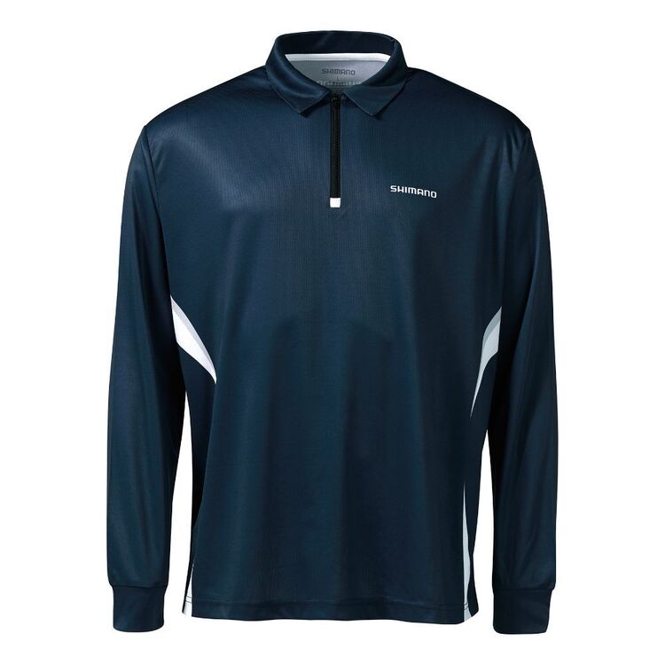 Shimano Corporate Navy Sublimated Fishing Shirt Navy, Grey & White