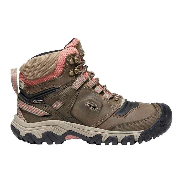 Keen Women's Ridge Flex Waterproof Mid Hiking Shoes Timberwolf Brick Dust