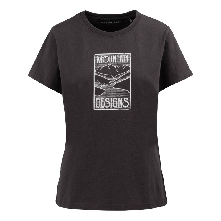 Mountain Designs Women's Black Australus Short Sleeve Tee Washed Black